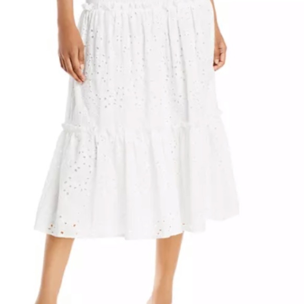 Aqua Women’s Midi eyelet white skirt